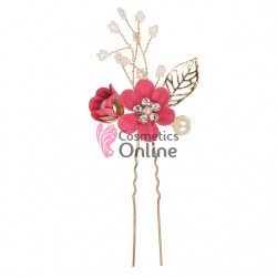 Ac metalic pentru par ACM016CC Auriu cu floare Rose si strasuri